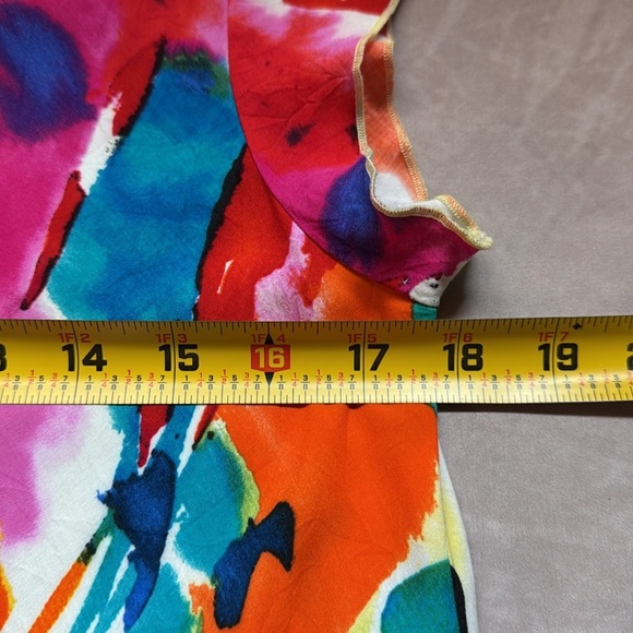 Jams World VTG Symphony Mini Dress Multicolor Abstract Floral Vibrant Tropical - Picture 12 of 13